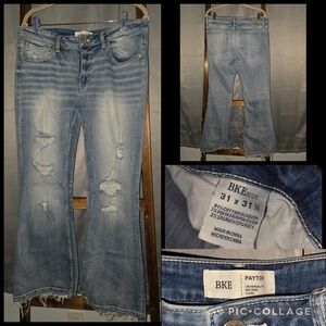 BKE Light Blue Distressed Flare Jeans - Women's